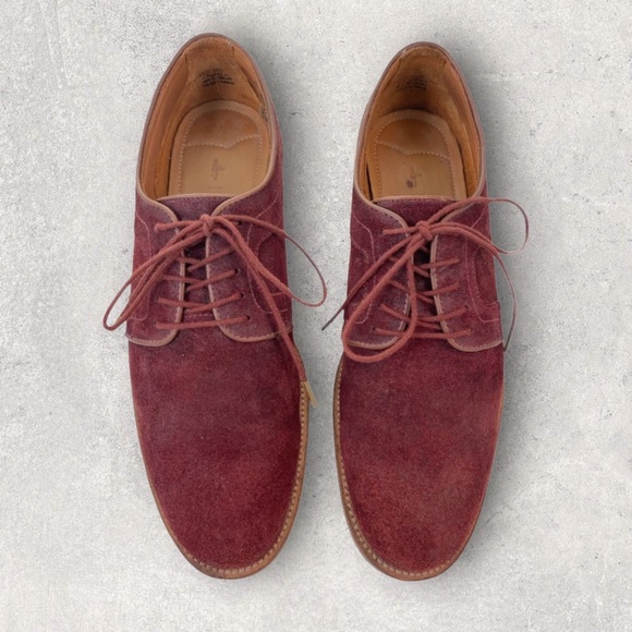 J SHOES Viceroy Red Suede Leather Blucher Oxford Shoes